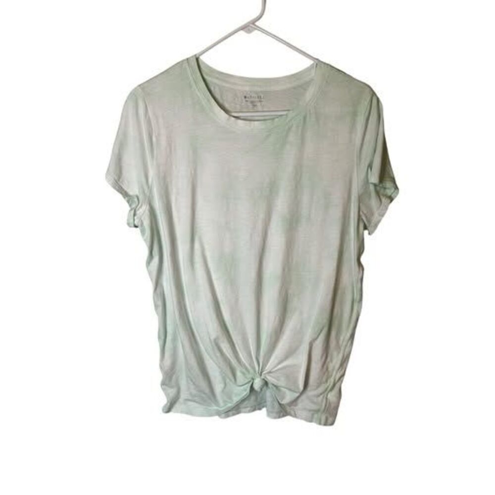 Athleta White Green Tie Dye Daily Crew T-Shirt Size XLT, EUC, Soft Cotton
